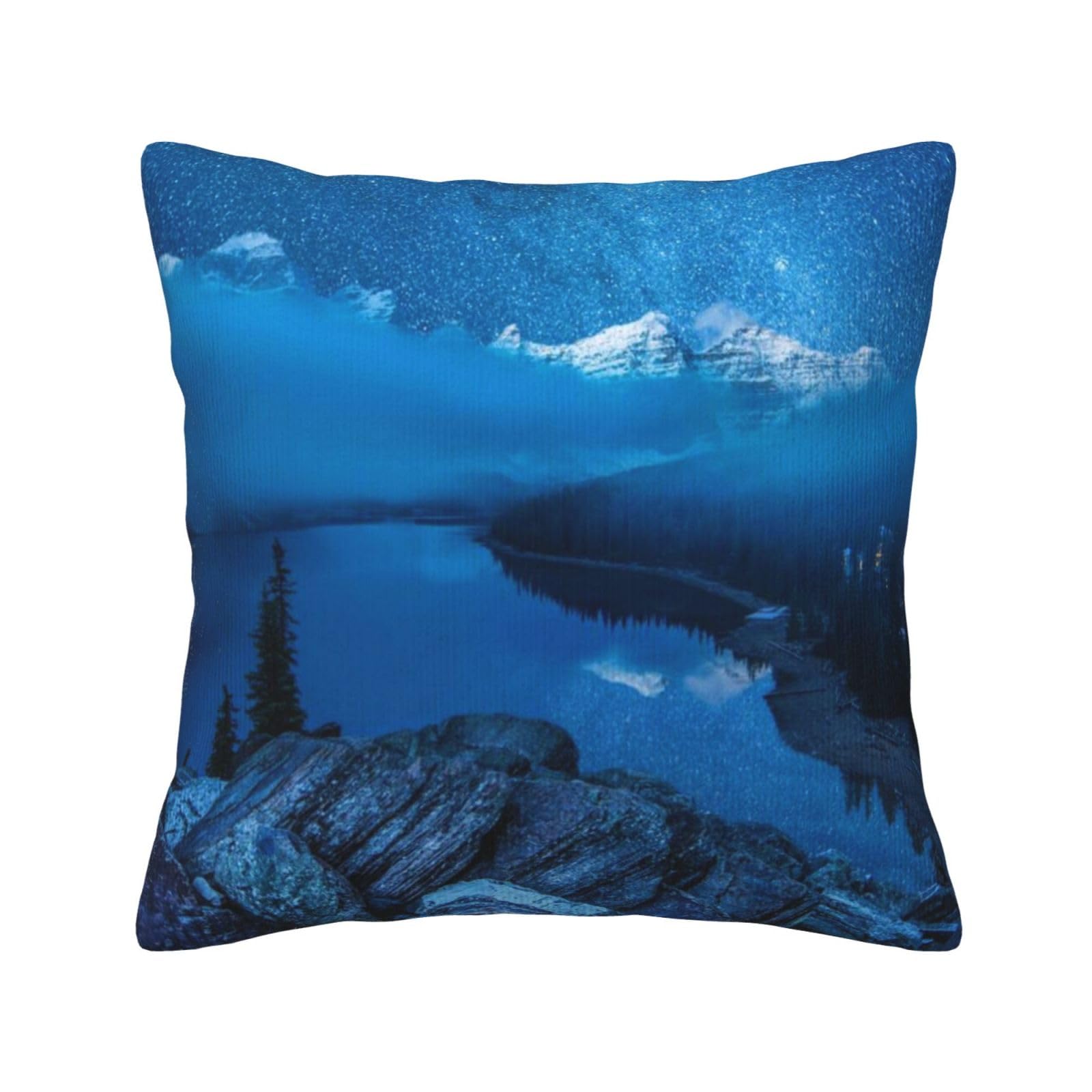 Housse de coussin en velours côtelé Moraine Lake décorative carrée 45x45