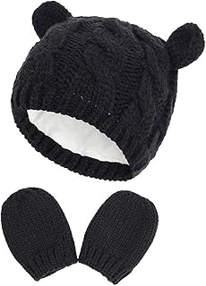 GEMVIE Baby,Clothing,Baby Boys 0-24m,Accessories,Hats & Caps GEMVIE Baby Infant Knit Hat Mitten Set Winter Warm Toddler Cap Glove Knitted Beanie Newborn Hat with Mittens for 0-18Months