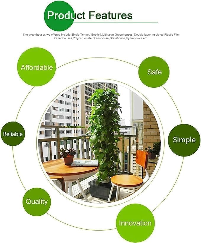 Kit de Jardín Vertical Hidropónico 45 Cavidades, Sistema de Plantación en Torre con Tanque de 30L, Cultivador Interior para Verduras de Hoja, Soporte para Plantas Apilable para Principiantes - Sin Des
