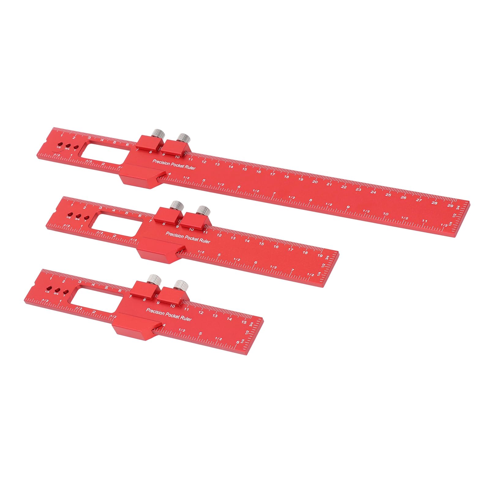 Adjustable Aluminum Woodworking Ruler Set – 16/20/30 Cm Sliding Pocket Marking Tools With 45° Angle Scribe For Woodworkers & DIYers
