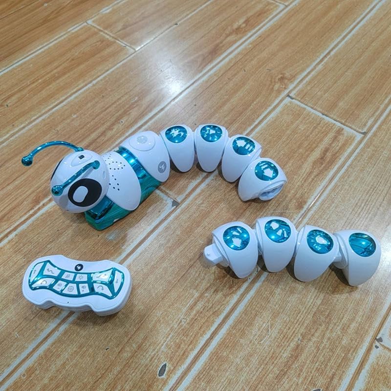 Ruzarth Smart Crawling Caterpillar Robot Toy for Kids | Programmable Fingerprint-Sensing RC Insect with Lights, Music & Swing Walking | STEM Learning Toy for Boys & Girls (Rechargeable) (Blue) 2