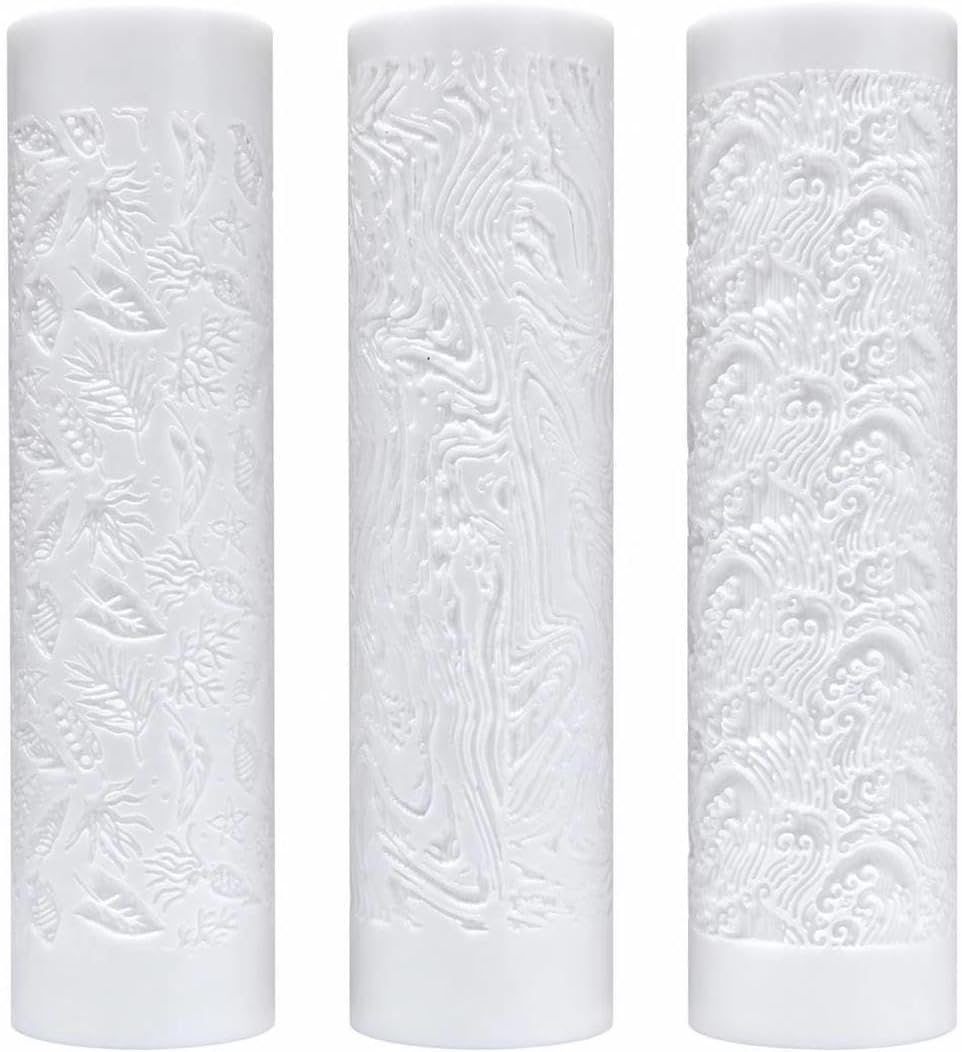 Acrylic Polymer Clay Texture Roller 3‑Piece,Ocean Pattern for Clay Earrings