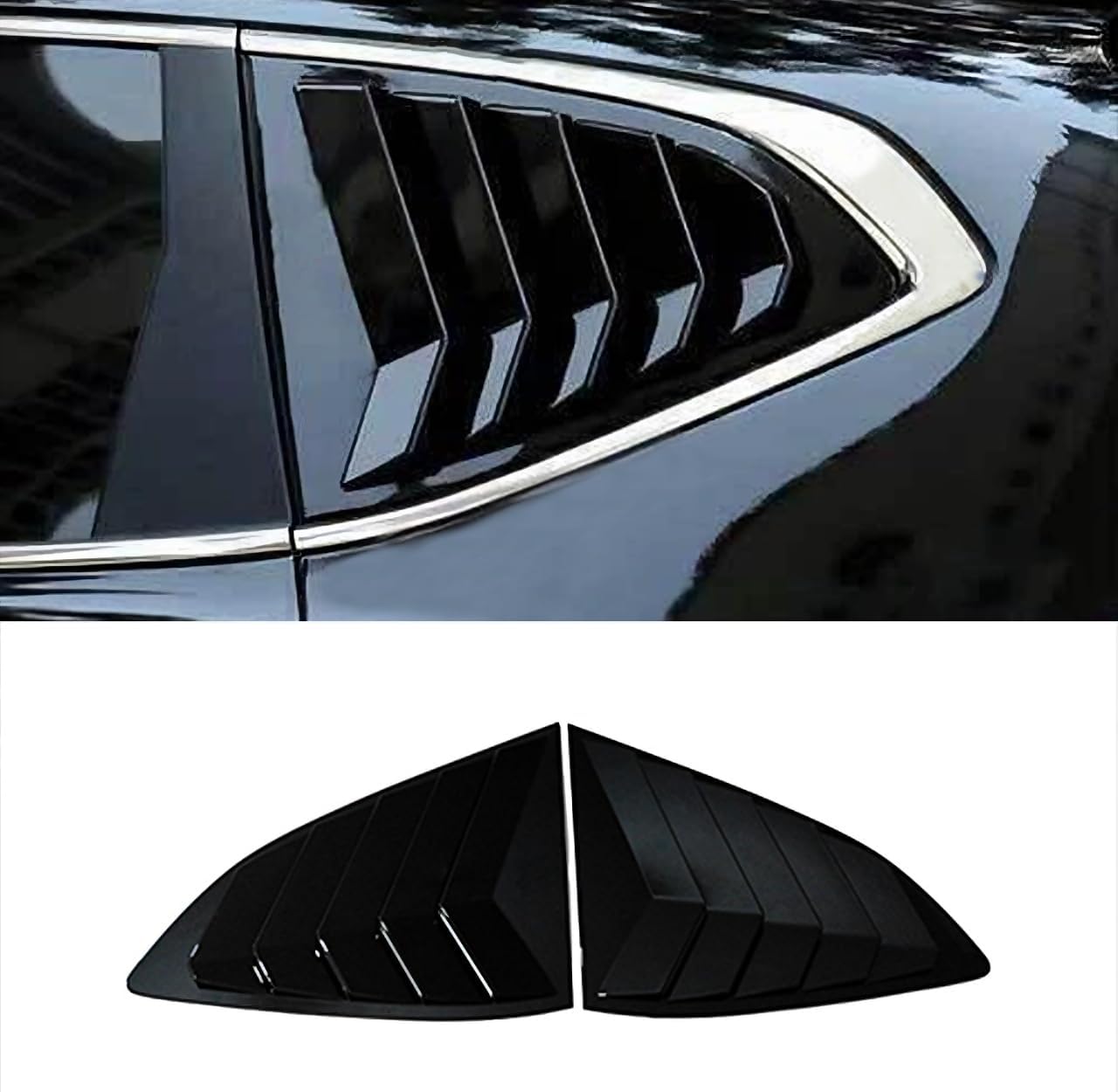 YOUNGERCAR Rear Window Louvers Fit for Honda CRV CR-V 2017-2022 ABS Gloss Black Side Window Louver Vent Cover Air Vent Scoop Shades Cover Blinds Trim