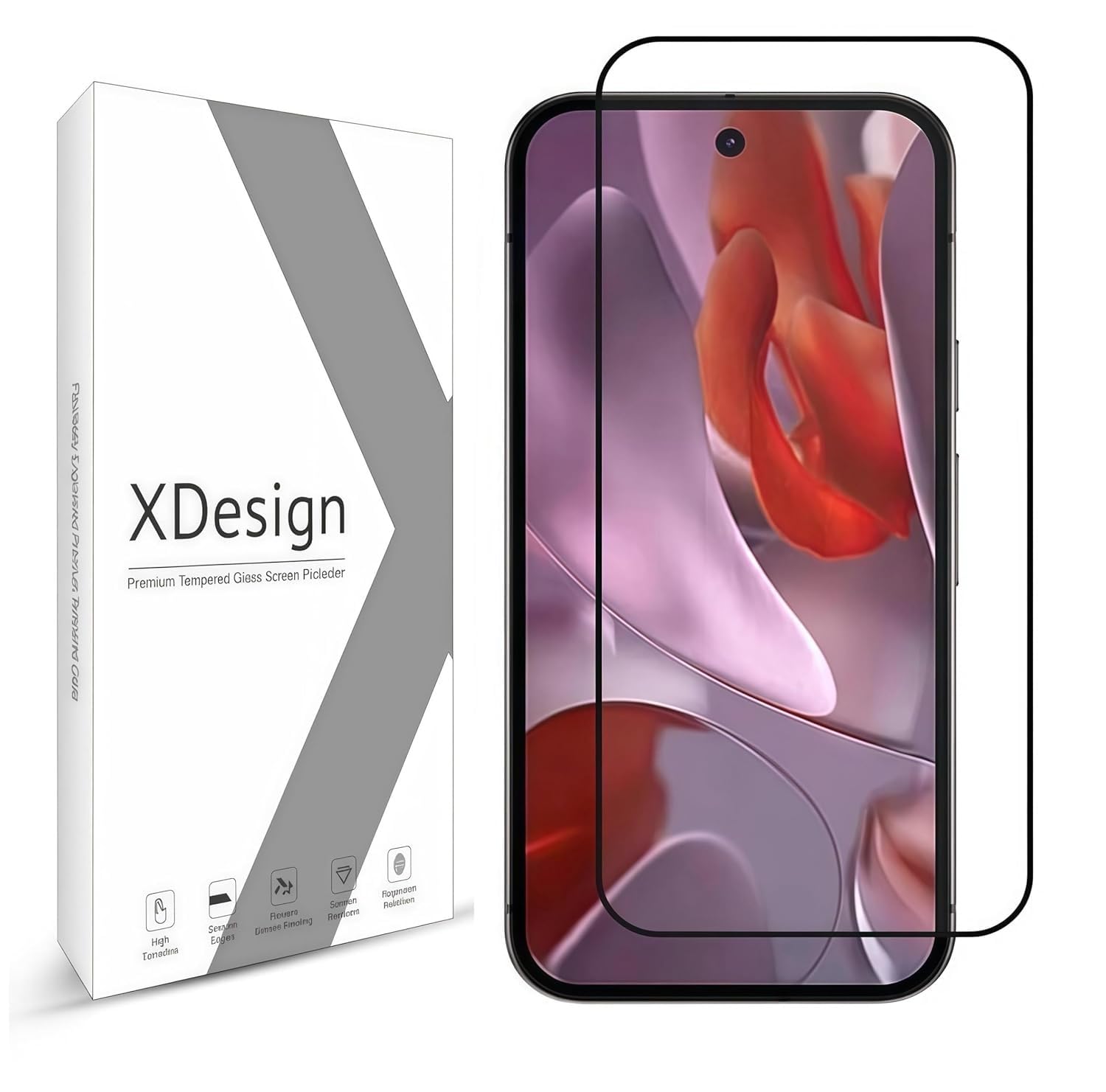 XDesign Tempered Glass Screen Protector Compatible For Google Pixel 9A (Black) Edge To Edge Full Screen Coverage With Easy Installation Kit, Pack of 1