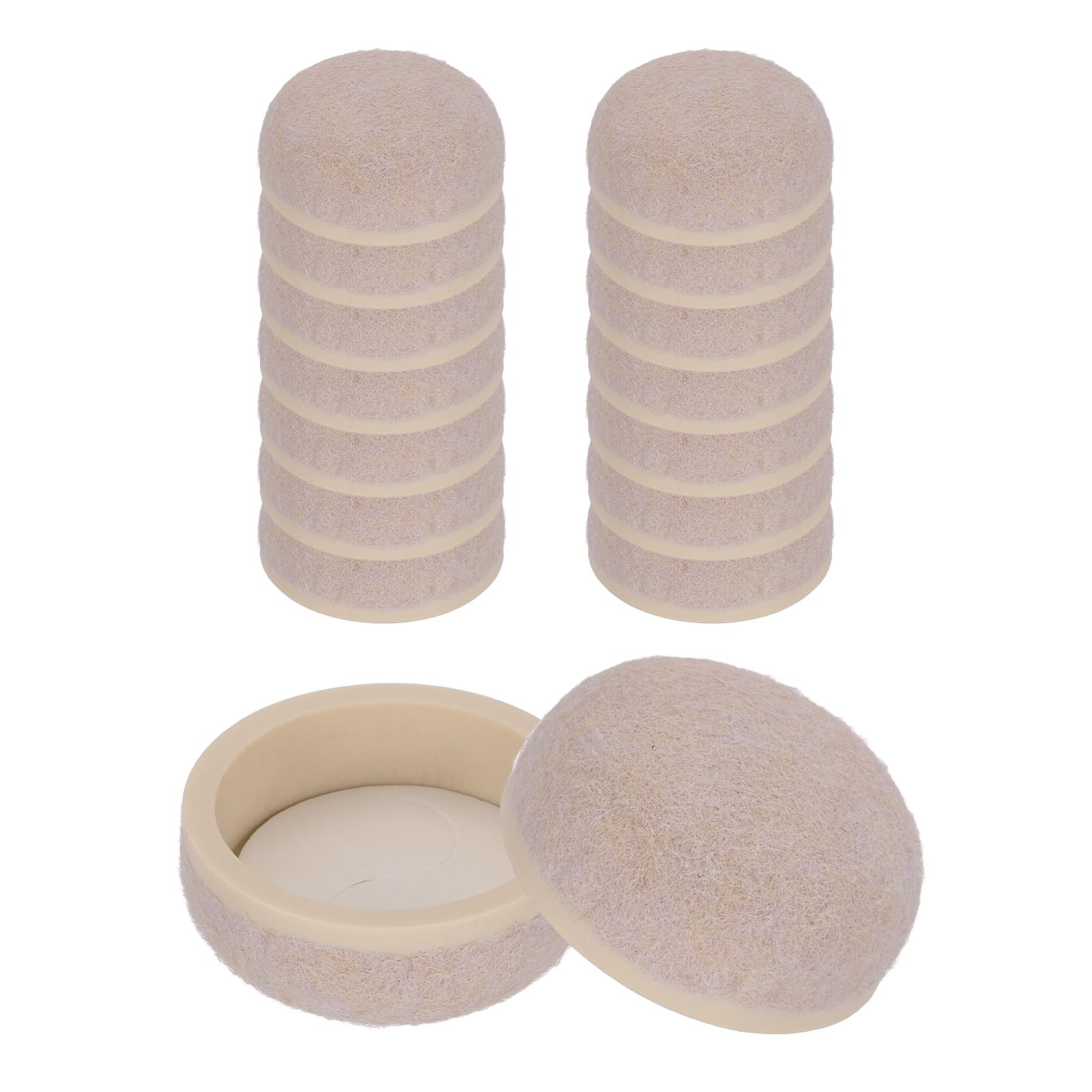 uxcell Furniture Sliders, 16Pcs 1.2" - Formed Felt Round Sliding Pads, Chair Glides for Carpeted Tile Vinyl Hardwood Floors (Beige)