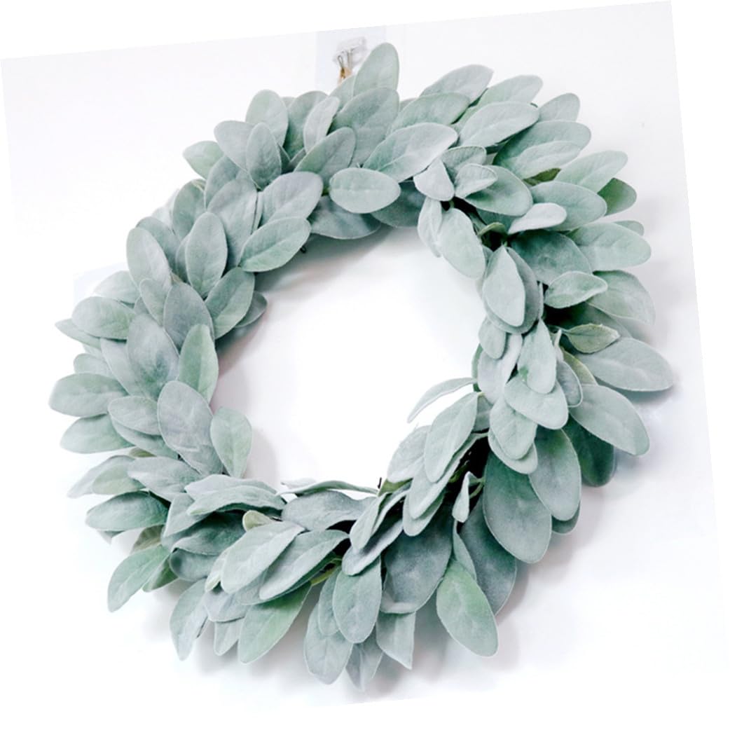 PartyKindom 1pieza Guirnalda Decorativa De Pared De Rattan Adorno De Entrada Elegante Para Hogar Wreath De Flocking Verde Para Decoración De Fiestas y Eventos