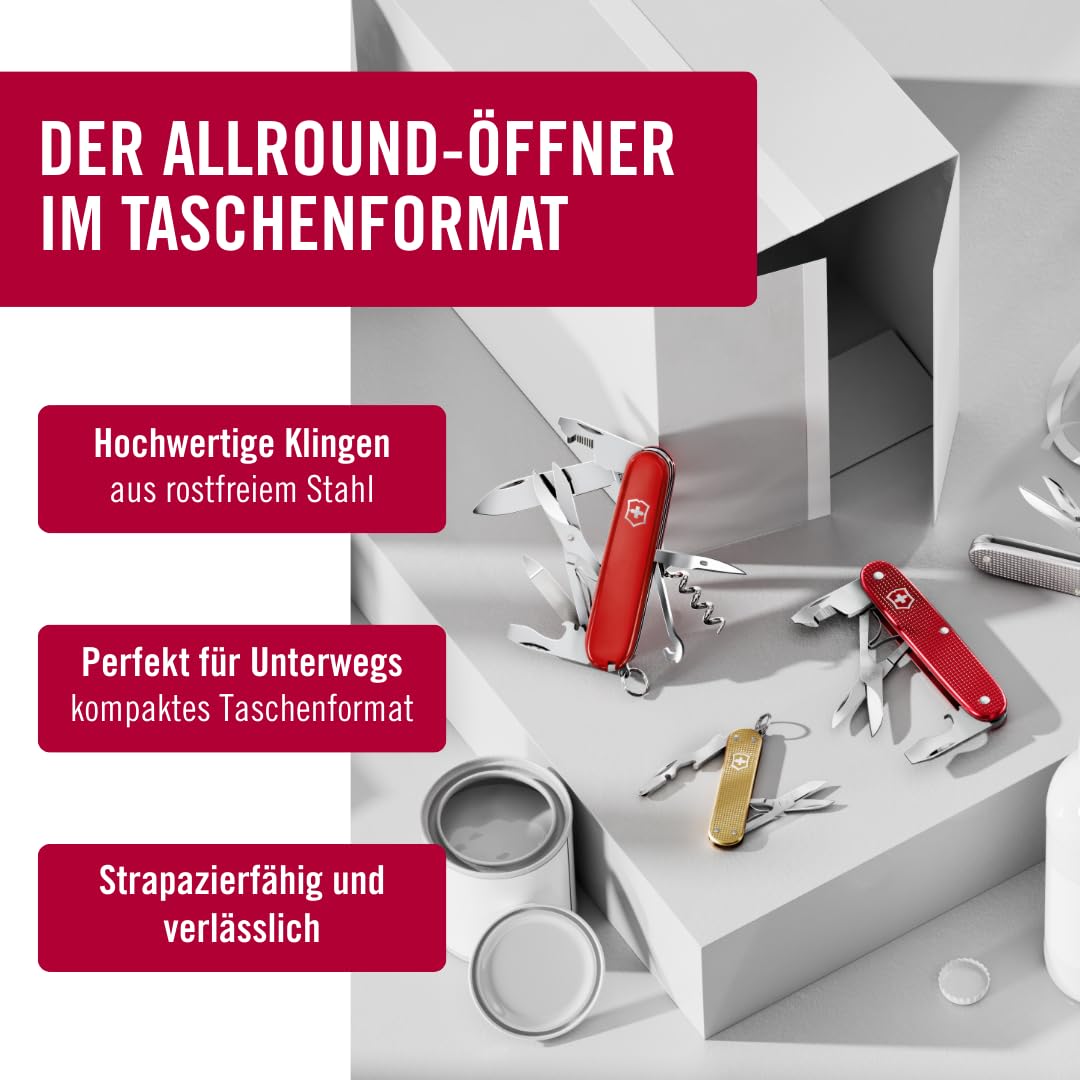 Victorinox Taschenwerkzeug Companion Slim Alox, Multitool, 6 Funktionen, Inkl. Schere, Paketöffner, Schraubendreher, Swiss Made, Rot