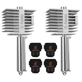 2-Pack 0.4mm Hotend 2.0 Upgrade for Bambu Lab A1 / A1 Mini, All-Metal Hardened Steel Print Head with 2 Silicone Socks & Nozzle Brush