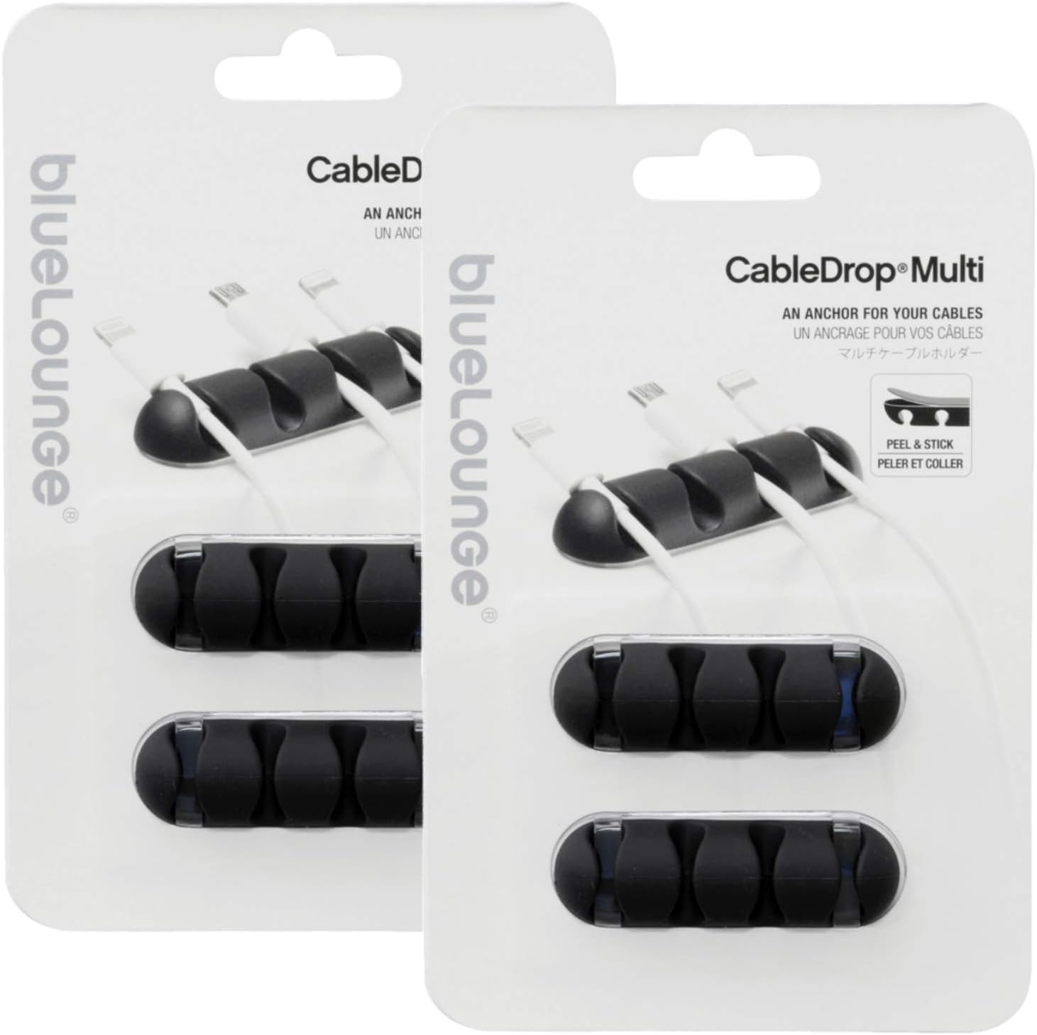 Bluelounge BLUCDMU-WH CableDrop Multi Multi-Cable Router Clips, 2 Count (White)