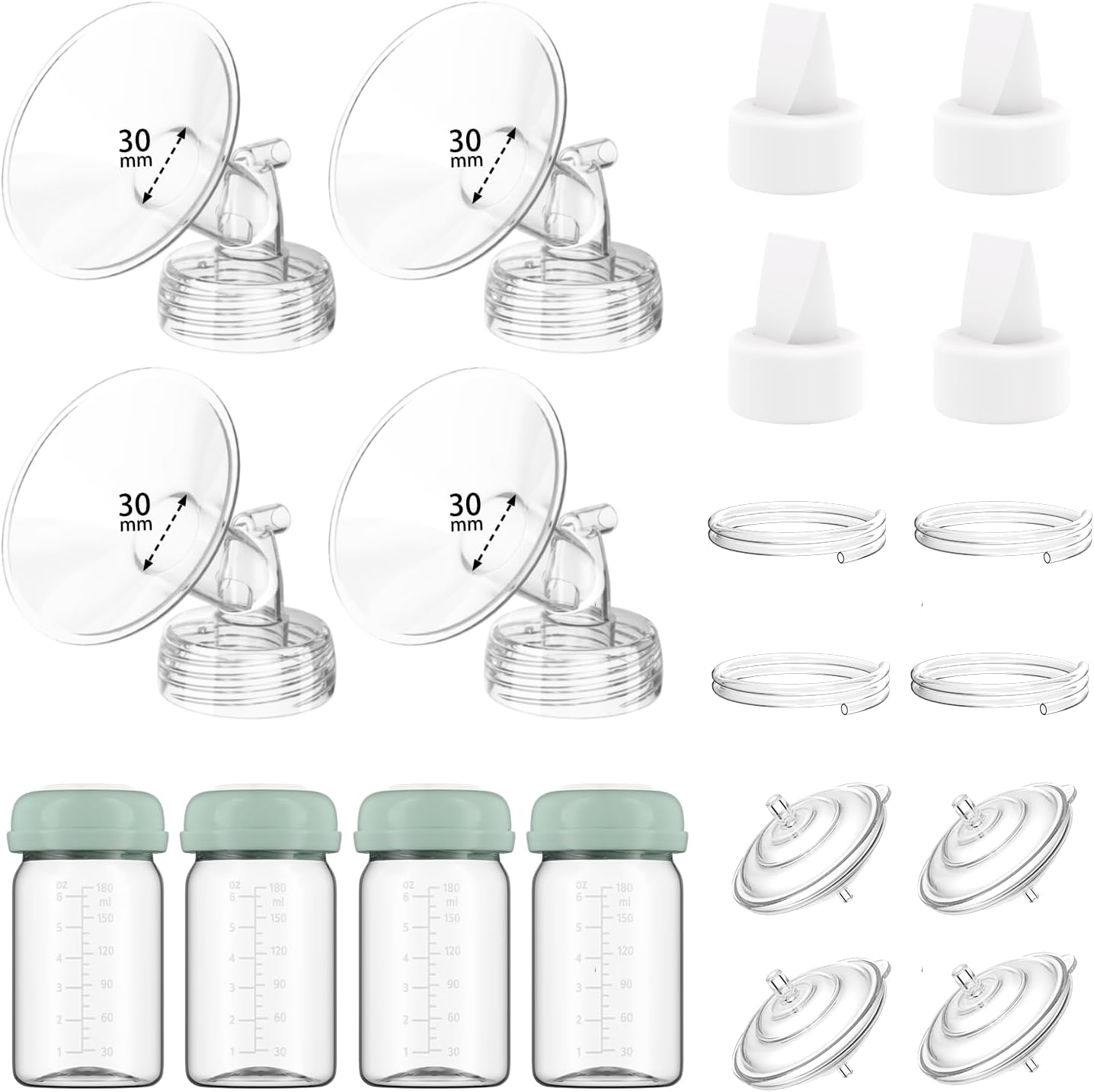 – 4 Full Pump Parts Kits for Spectra S1/S2/9 Plus/Synergy Gold, Replacement Kit for Spectra Pump Parts 4PC,Include 30mm Flange, Duckbill Valve, Tube, Bottle, Backflow Protector, Not Original Accessories