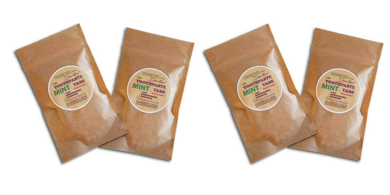 Dentin Toothpaste Tablets with Fluoride - 100% Natural Certified Cosmetics (480 Tabs, 8 Months Supply)