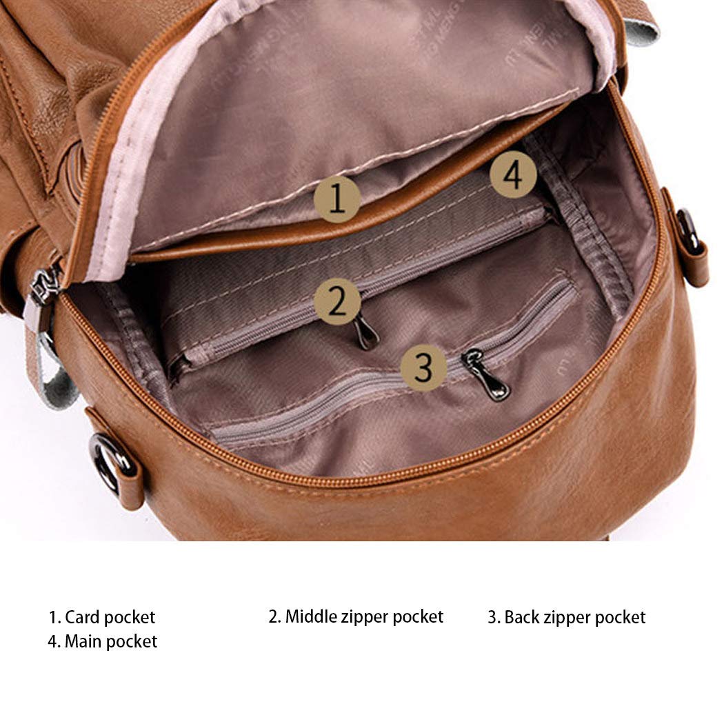 AINUOEY Donna Borse a Zaino Borsa a Zainetto Elegante Tracolla Zaini Firmate Marca Zainetti Antifurto PU pelle 76656 1 pz Marrone