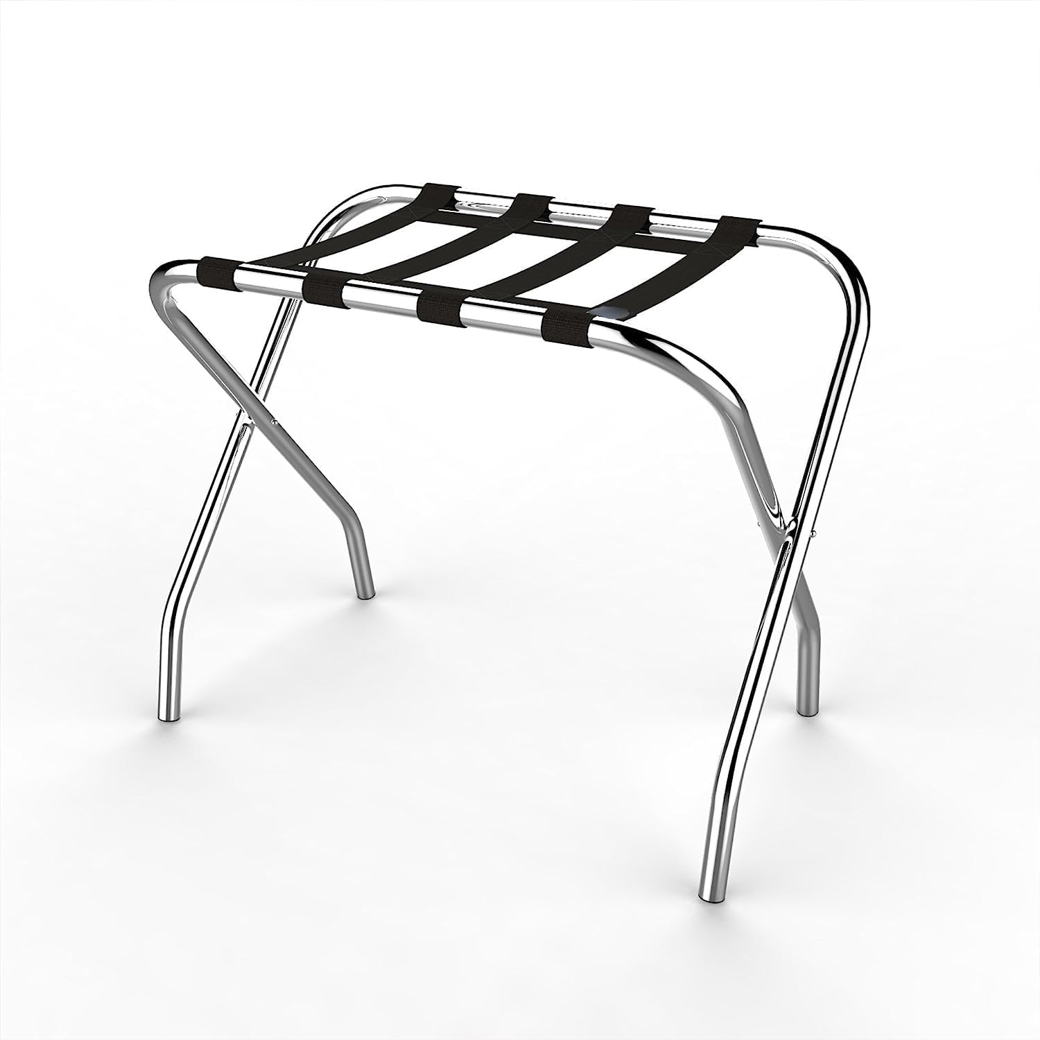 THE WHITE SHOP Folding Luggage Rack and Suitcase Stand- Durable Folding Bag Holder with Black Nylon Straps（silver）