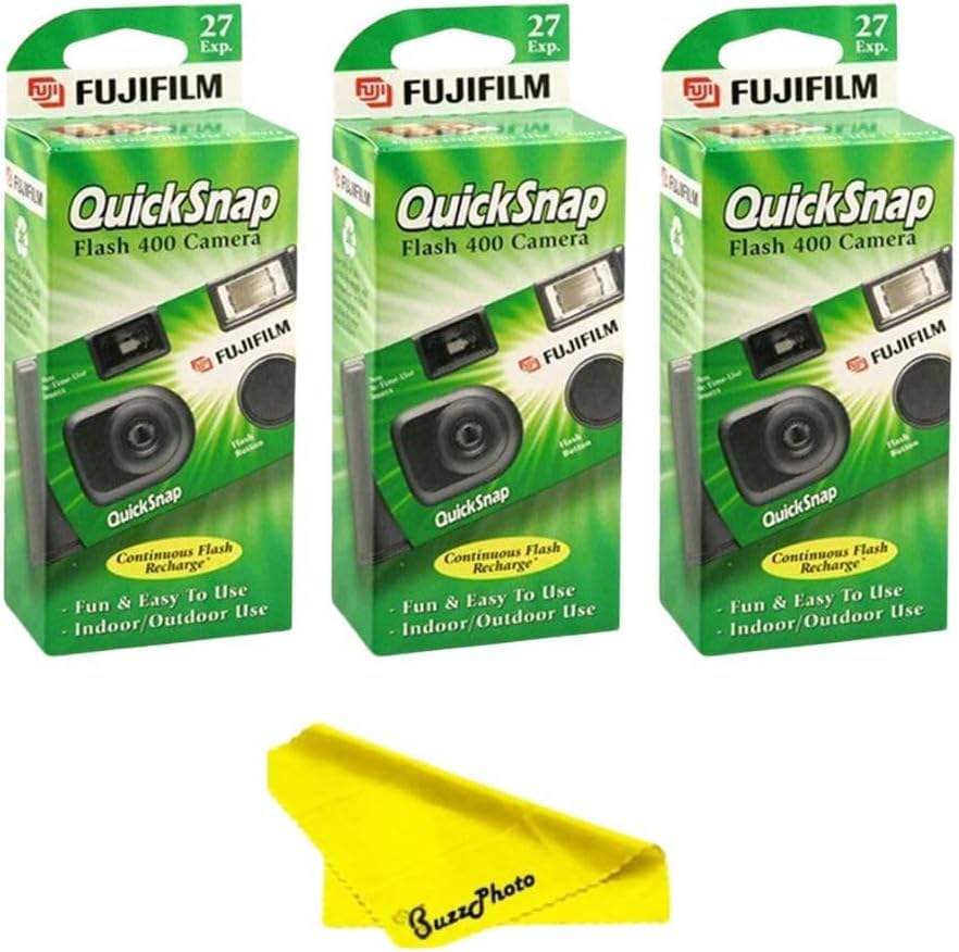 Fujifilm QuickSnap Flash 400 One Time Use 35mm Camera with Flash, 27 Exposures (3 Pack)