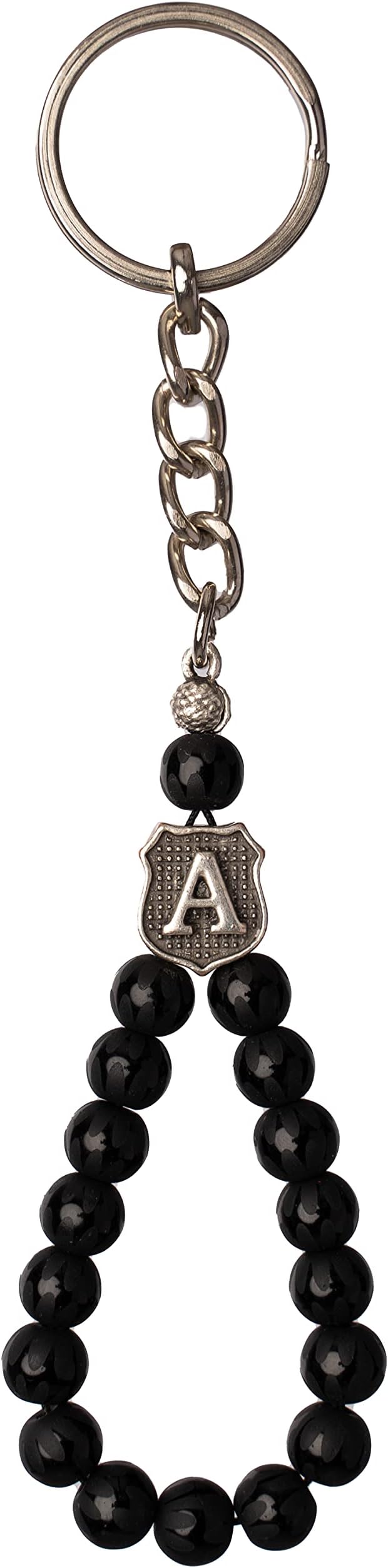 YSN Home Collection Key Ring with Letter - Black / Blue / Anthracite / Natural Stone, black, One Size