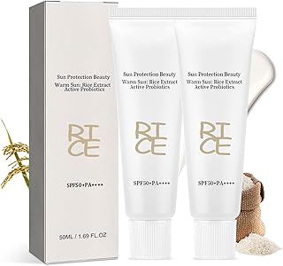 Protector solar orgánico SPF50+, arroz y prob...