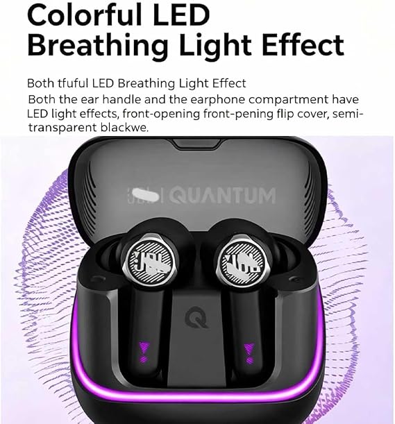 Quantum Beam TWS Earbuds, ANC, LED Light, 4.9g Lightweight, 11mm Driver, Dual Mic Noise Cancelling, 30H Playtime, IPX5 black