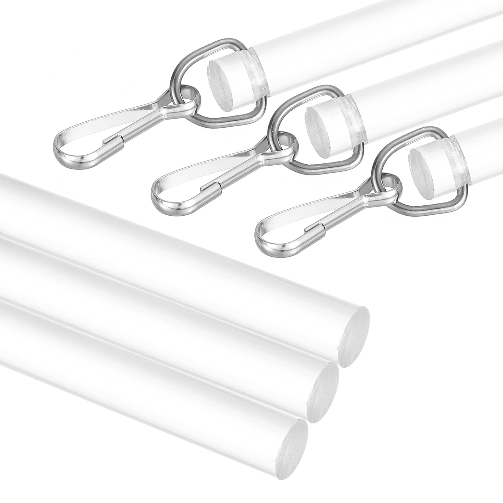 sourcing map 3Pcs 36" Acrylic Drapery Wand, Invisible Curtain Pull Rod with Hook, Universal Tilt Wand Replacement Part for High Hanging Curtain Opening-Closing, Clear — image 1