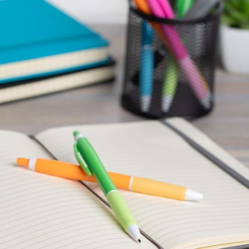 Miniatura 5 de Simply Genius Bolígrafos retráctiles, paquete de 100 unidades, colores surtidos de barril, tinta negra, punta mediana de 0.039 in, bolígrafos a