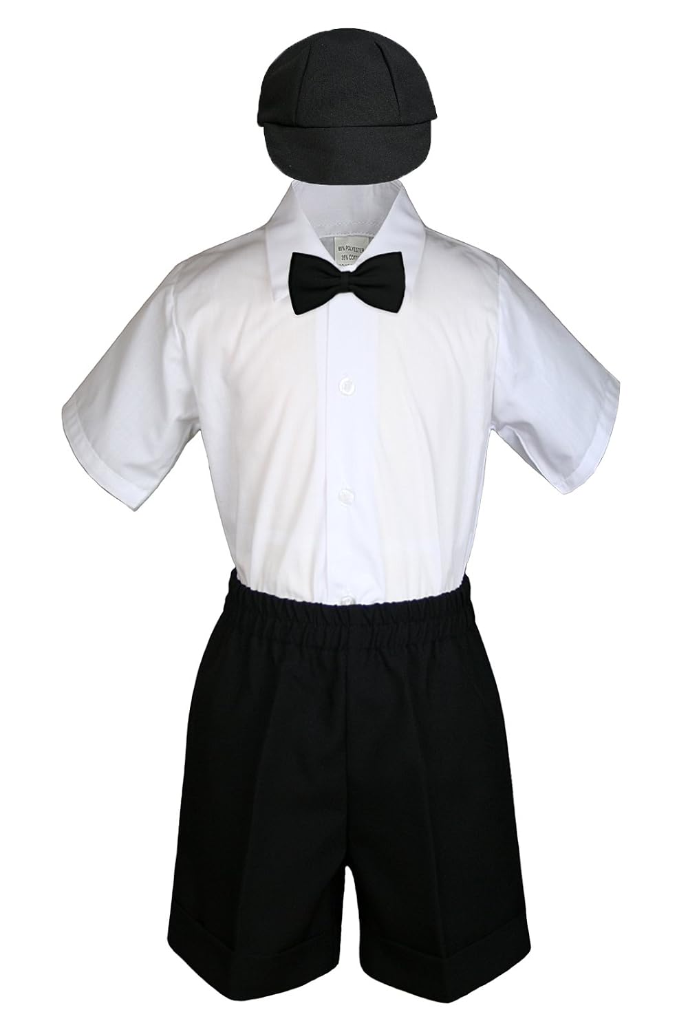 6pc Baby Little Boy Black Bow Tie Shorts Extra Vest Necktie Set S-4T (4T, Mustard)
