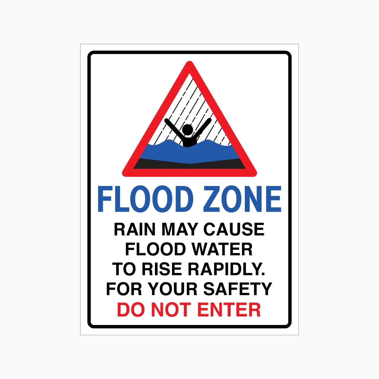 Flood Zone Do Not Enter Sign L9289, 12x8 Inch Metal Tin Sign, Outdoor Hazard Warning Sign