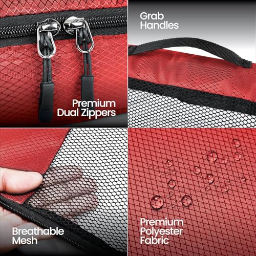 Image of FATMUG Polyester Packing Cubes Travel Pouch Bag Organiser Set Of 8 (2 * Large-Medium-Small And Slim) (Red)