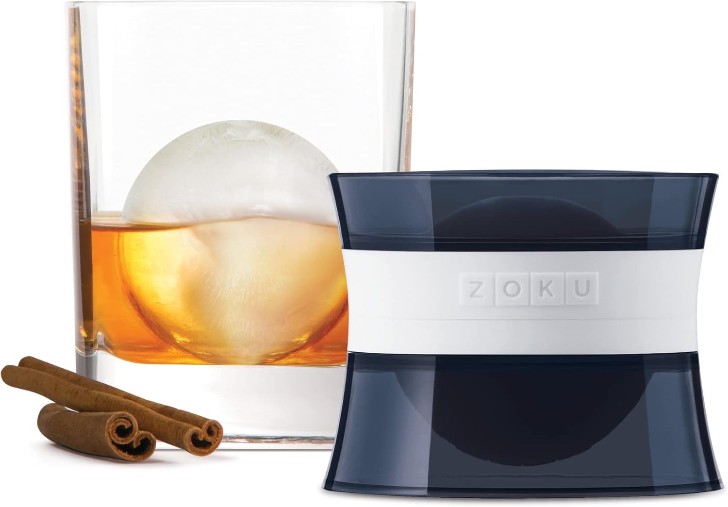 ZOKU Mixology Ice Molds - Large Sphere, Cube, and Jack Easy-Release Silicone Ice Molds, Keep Drinks Colder Longer with Less Dilution, BPA-Free