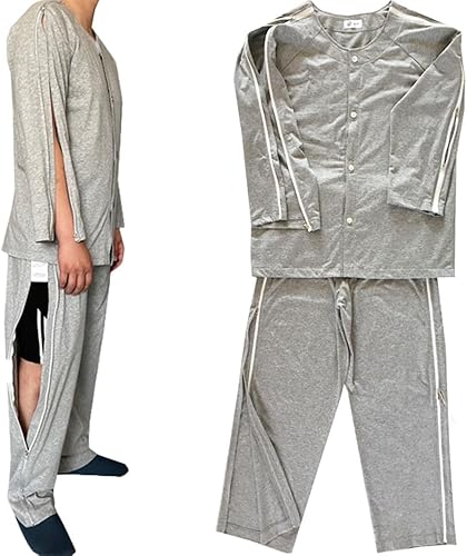 AUSTYLCO Ropa unisex para pacientes postrados en cama,Ropa de discapacidad para poscirugía Diálisis Rehabilitación Parálisis Ancianos Silla de ruedas