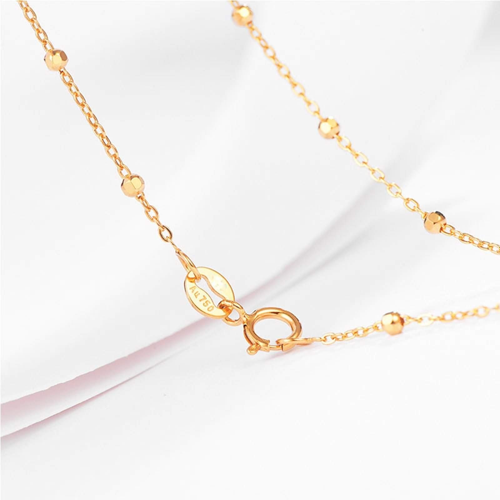 Collar de Cadena de Bolas para Mujer de Oro Amarillo de 18 Quilates para Fiesta de Boda