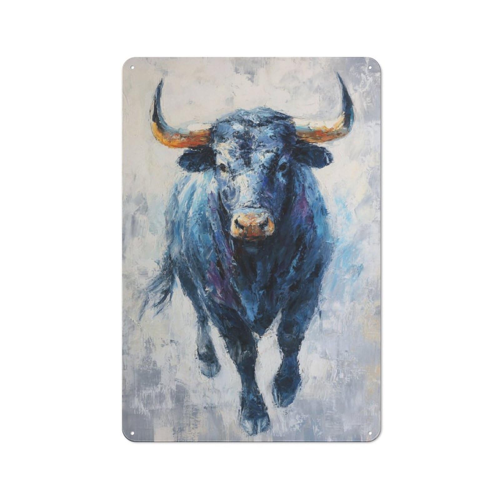 Tin Wall Plaque 30x20cm with Blue Bull Power for Guest Room Or Hallway, for Garage, Workshop And Man Cave Decoration
