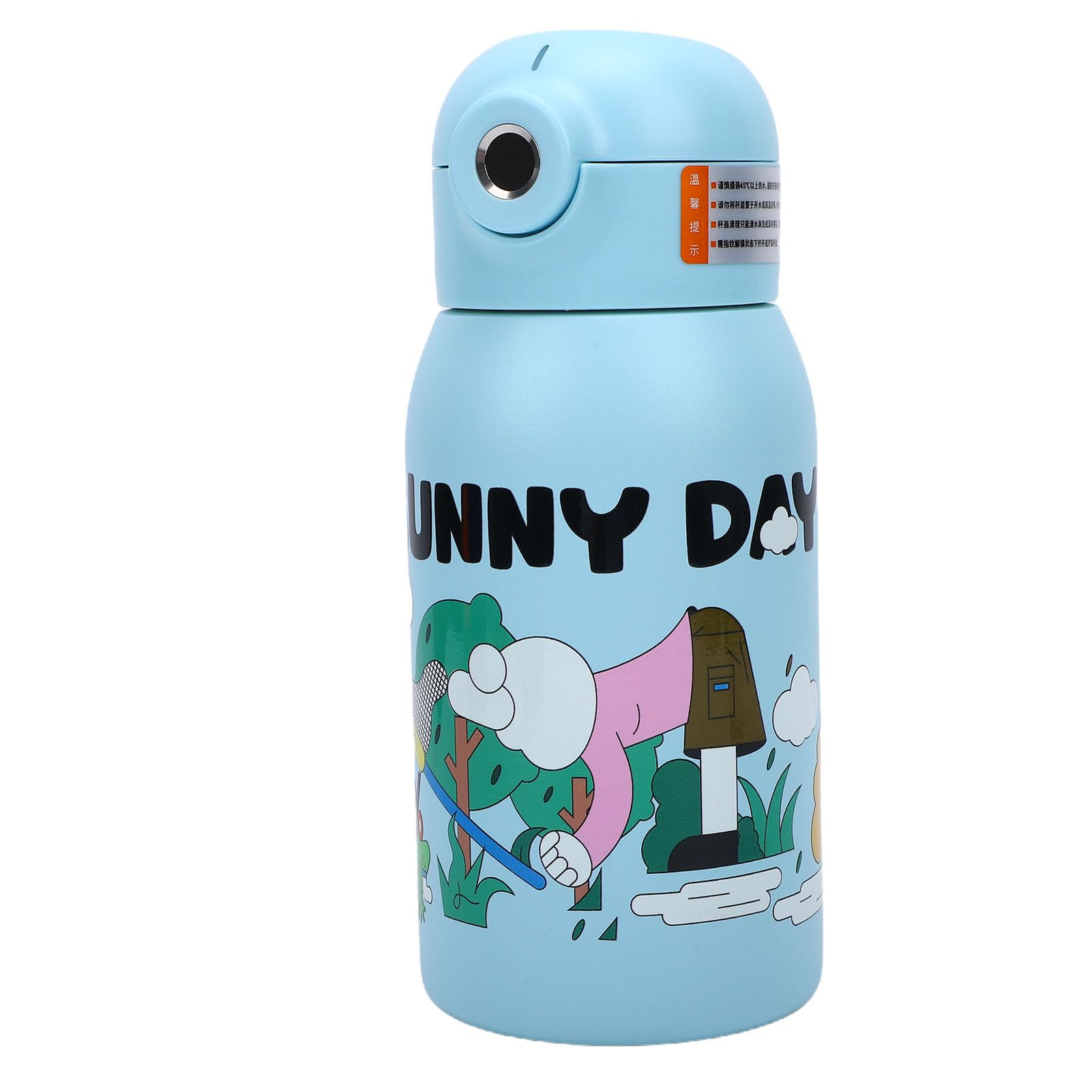 Cryfokt Fingerprint Unlock 500ml Insulated Water Bottle for Kids | Matériau en acier inoxydable, design de dessin animé, isolation de 12 heures, facile à nettoyer