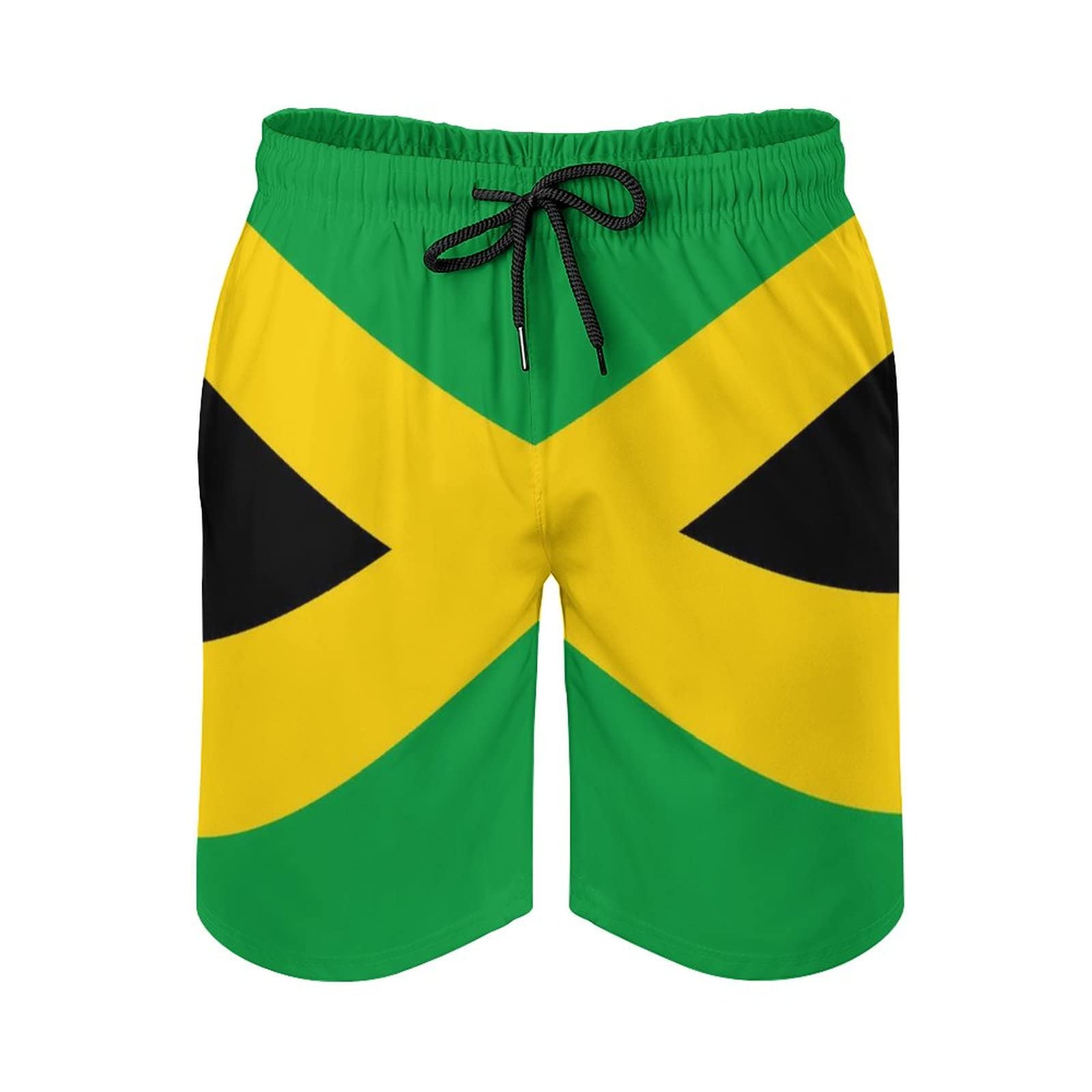 Homokoir Men's Color1 Jamaican Flag Swim Trunks Quick Dry Board Shorts With Mesh Lining, M