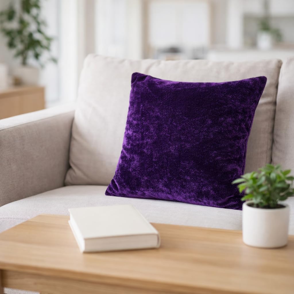 Purple Velvet Cushion 12x12 Inch Pack of 5 | Soft Zip Cushion 3