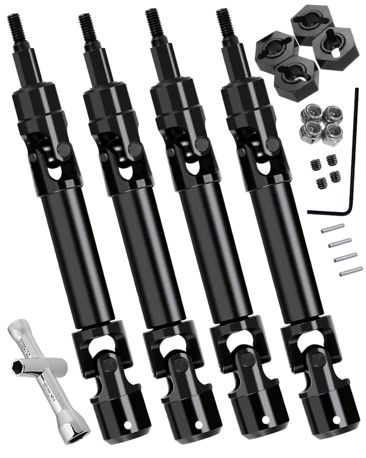 hopsupRC RC Drive Shaft CVD Upgrade Parts for 1/10 Granite/Senton 4x4 3S Blx Mega 550/Vorteks 3s blx,Front Rear Driveshaft Axles Hops up.Black