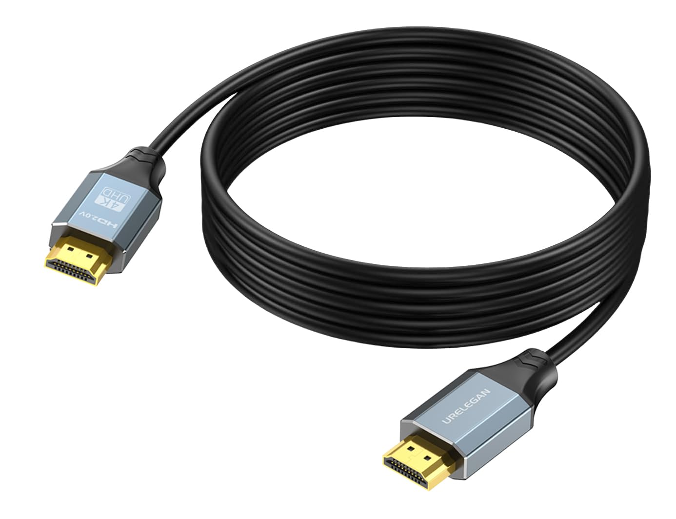 URELEGAN 4K HDMI Cable 10 FT, HDMI HDTV Cord 10 FT, HDMI to HDMI 2.0 Cable with 4K@60Hz, 2K@165/144/120Hz, 1080P, 3D, HDR, HDCP 2.2, ARC & CL3 Rated |
