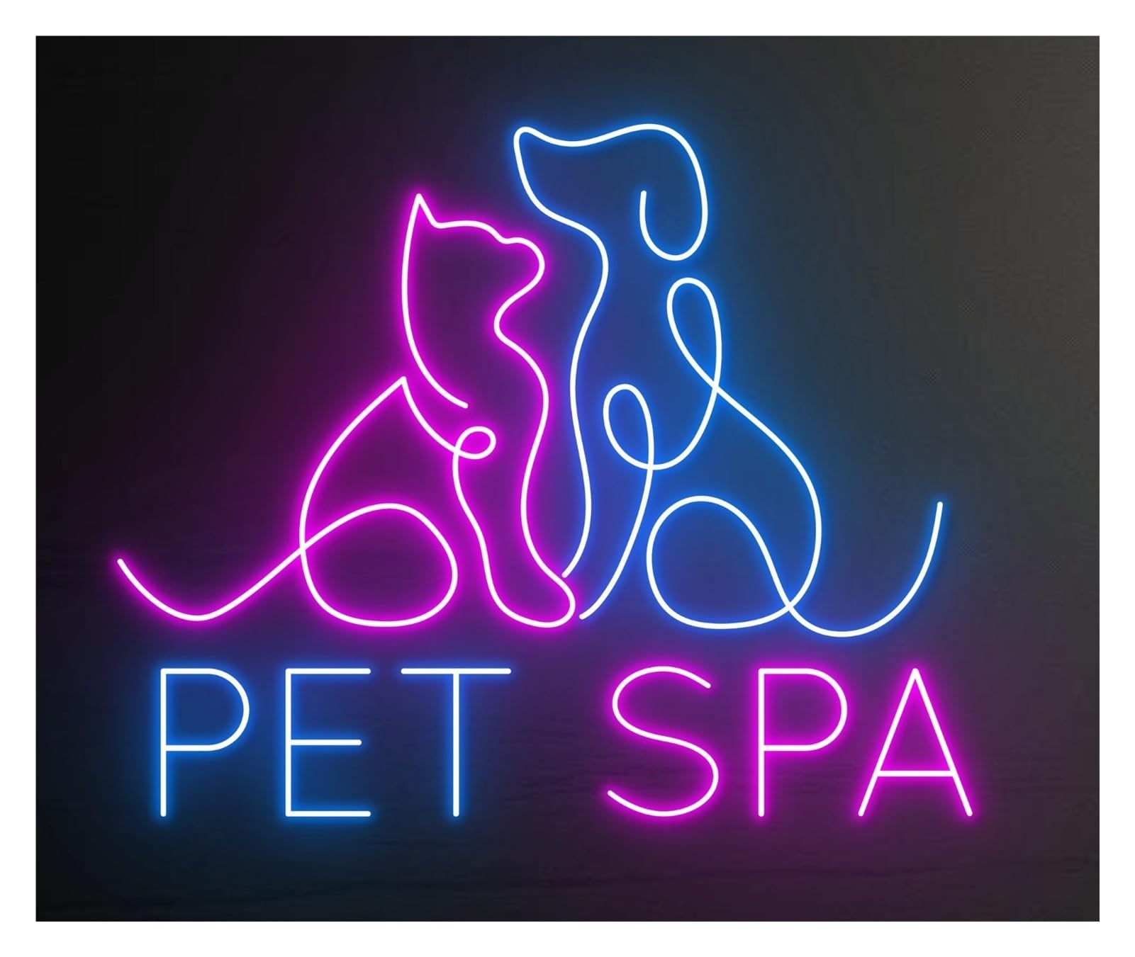 RONGCH Hanging Art Neon Signs Pet Spa Cat Dog Neon Sign Animal Hotel Room Wall Decor Grooming 50cm