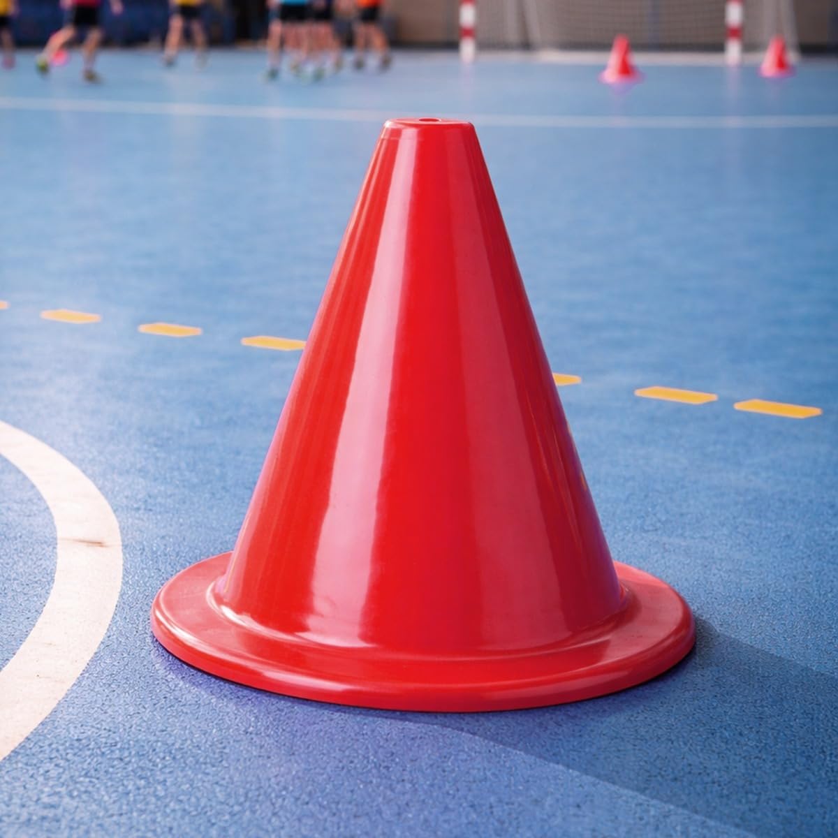 PEGANE Lot de 10 Cône de signalisation, cône d'entraînement Extra-Souple Rouge Hauteur 18 cm