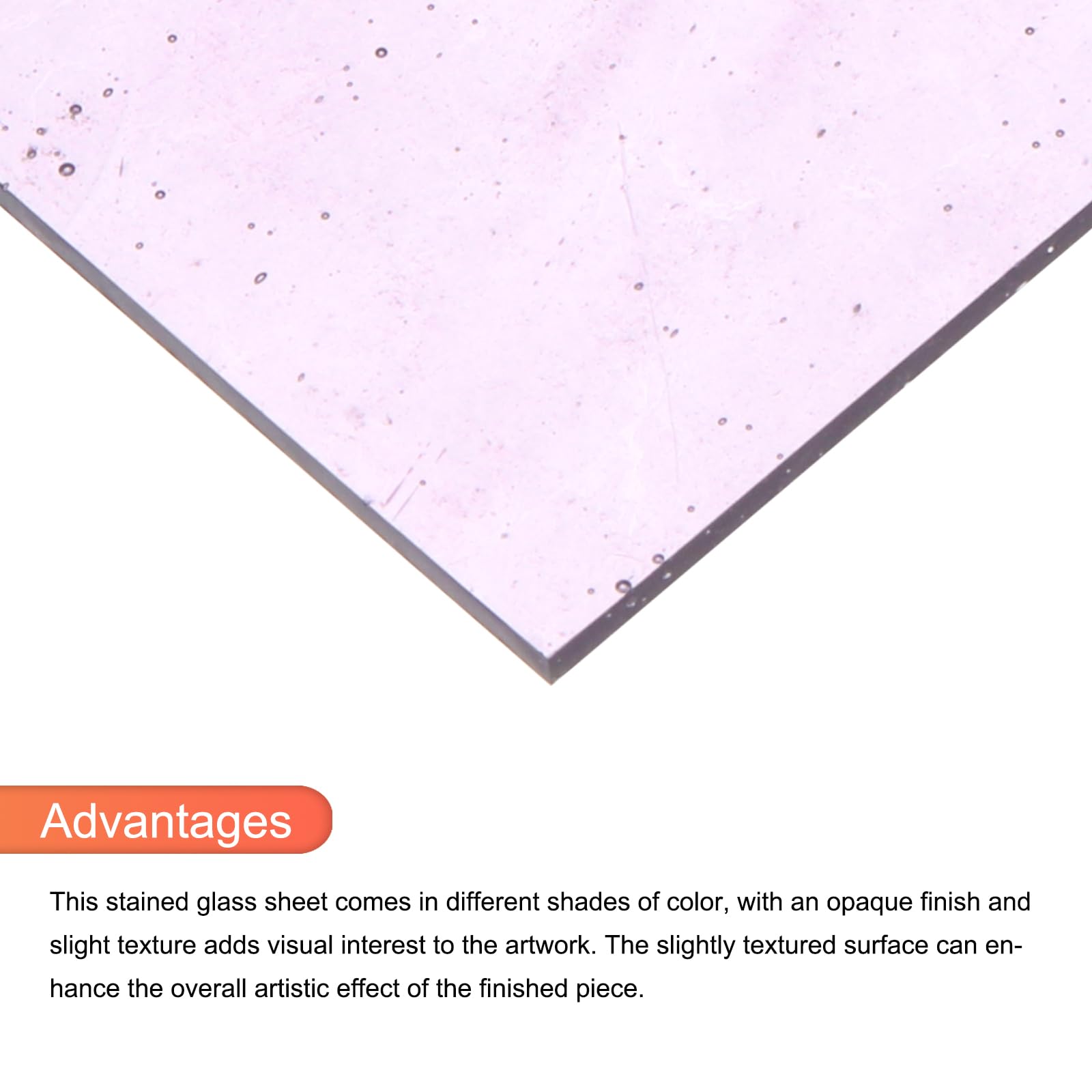 Lámina De Vidrio Color Rosa Para Mosaicos Y Manualidades, 7.9 X 5.9 Pulgadas, Grosor 1/8", Acabado Opaco Y Texturizado