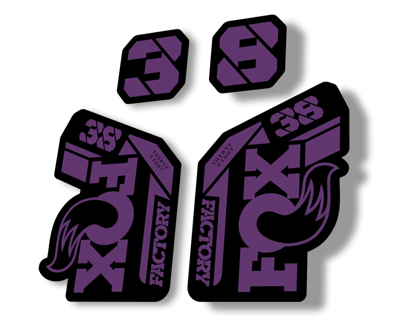 Kit autocollant fourche Fox 38 2021 violet mat sticker rechange vtt enduro