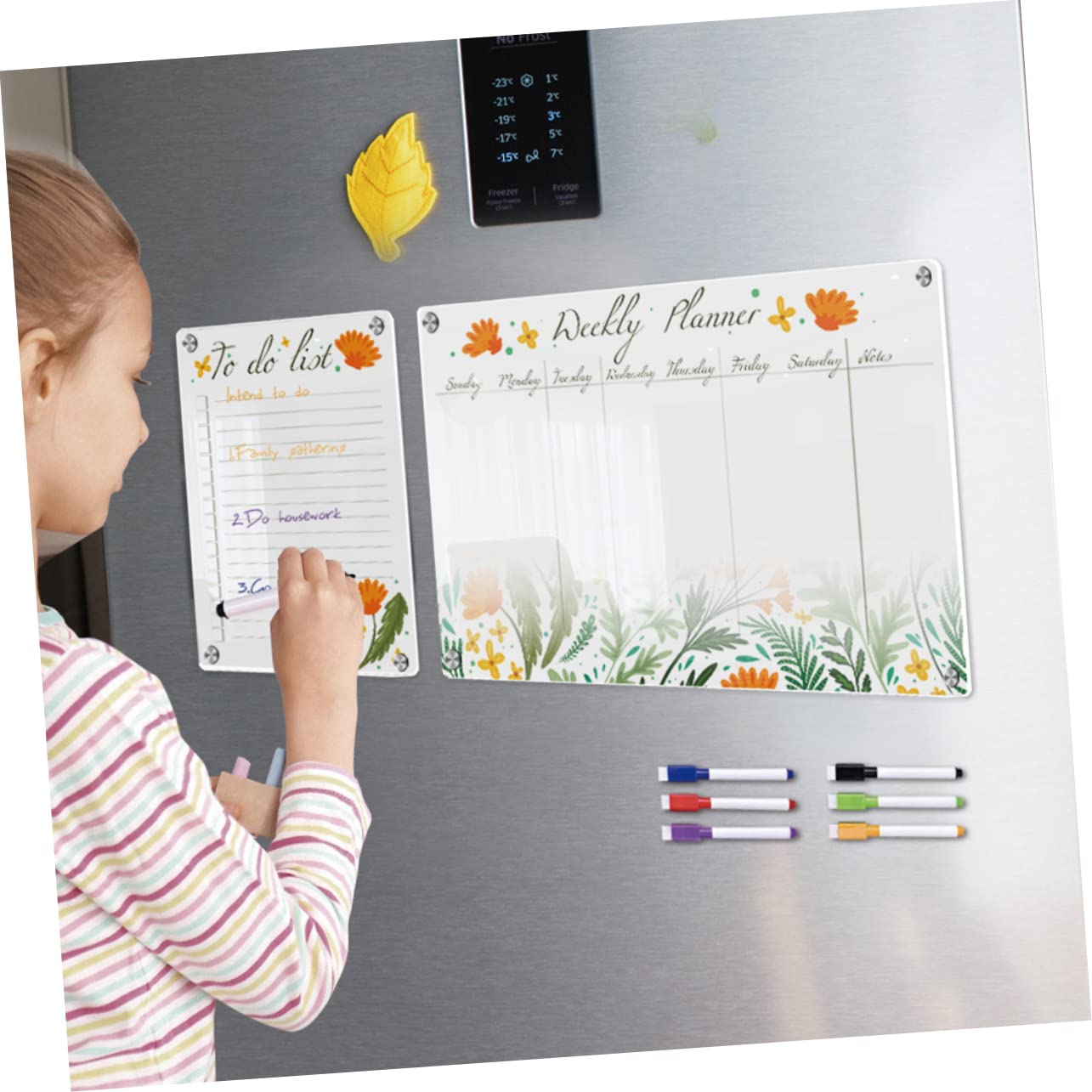 OSALADI Lavagna Magnetica Trasparente Per Frigorifero Planner Cancellabile Secco Riutilizzabile Per Note e Promemoria Calendario Settimanale Organizer Per Casa e Ufficio