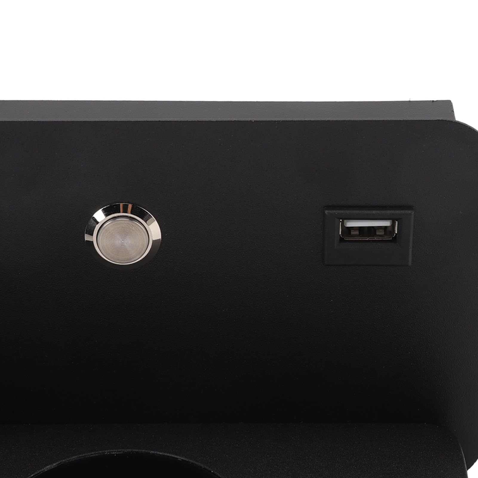 Kinkiet ścienny, 330° Plus 150° Regulowany Kinkiet USB do ładowania Bezprzewodowego Prosty Stylowy Kinkiet LED z płaską półką ładującą do Sypialni, Biura, Przy łóżku (Czarna Lewica)