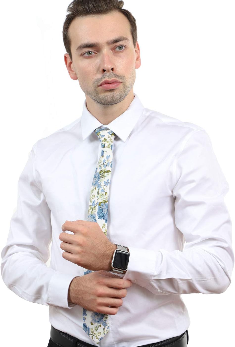 JESLANG Men's Cotton Printed Floral Tie 2.56" Skinny Narrow Necktie Various Designs - Image 2