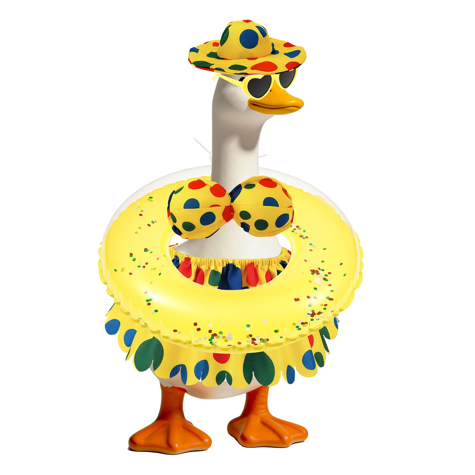 YUNYOUC Summer Porch Goose Outfit 23 Inch Yard Goose Bikini Clothes Set with Swimwear Swim Ring Sunglasses Hawaiian Style Lawn Garden Outdoor Accessories (Statue Not Included)(Style 3)