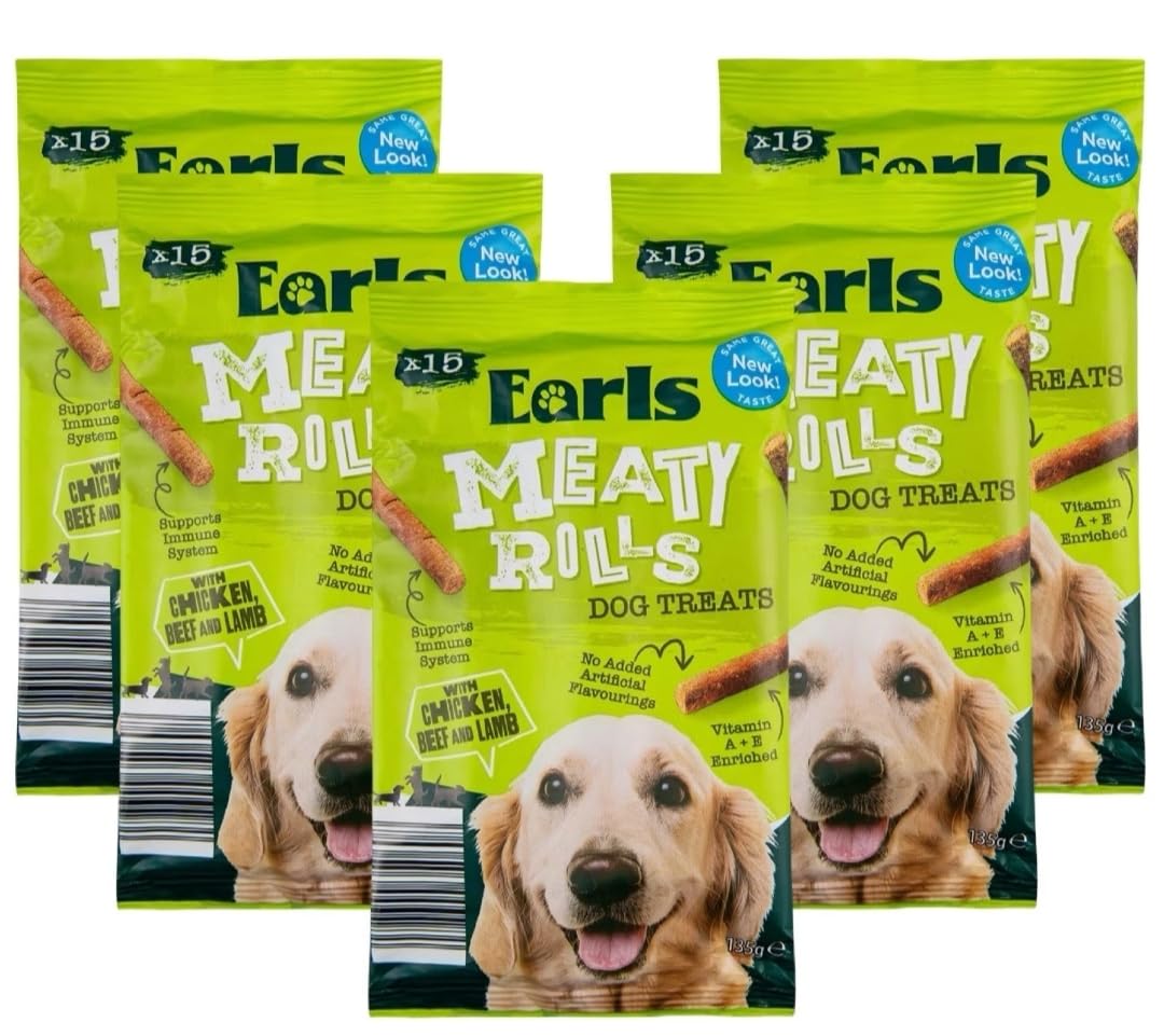 Bizzal Earls Meaty Rolls Dog Treats with Chicken, Beef and Lamb, 135g, 5 Pack