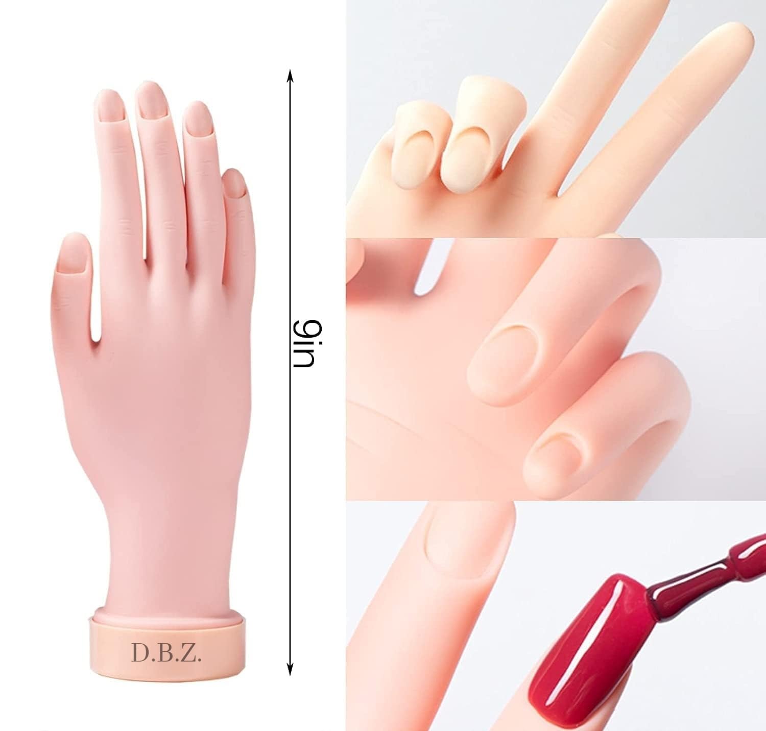 D.B.Z.® Practice Hand for Acrylic Nails, Fake Nail Hand Practice, Flexible Bendable Mannequin Rubber Hand, Manicure Practice Hands Nail Art Hand Training Hand for Nail Practice 2