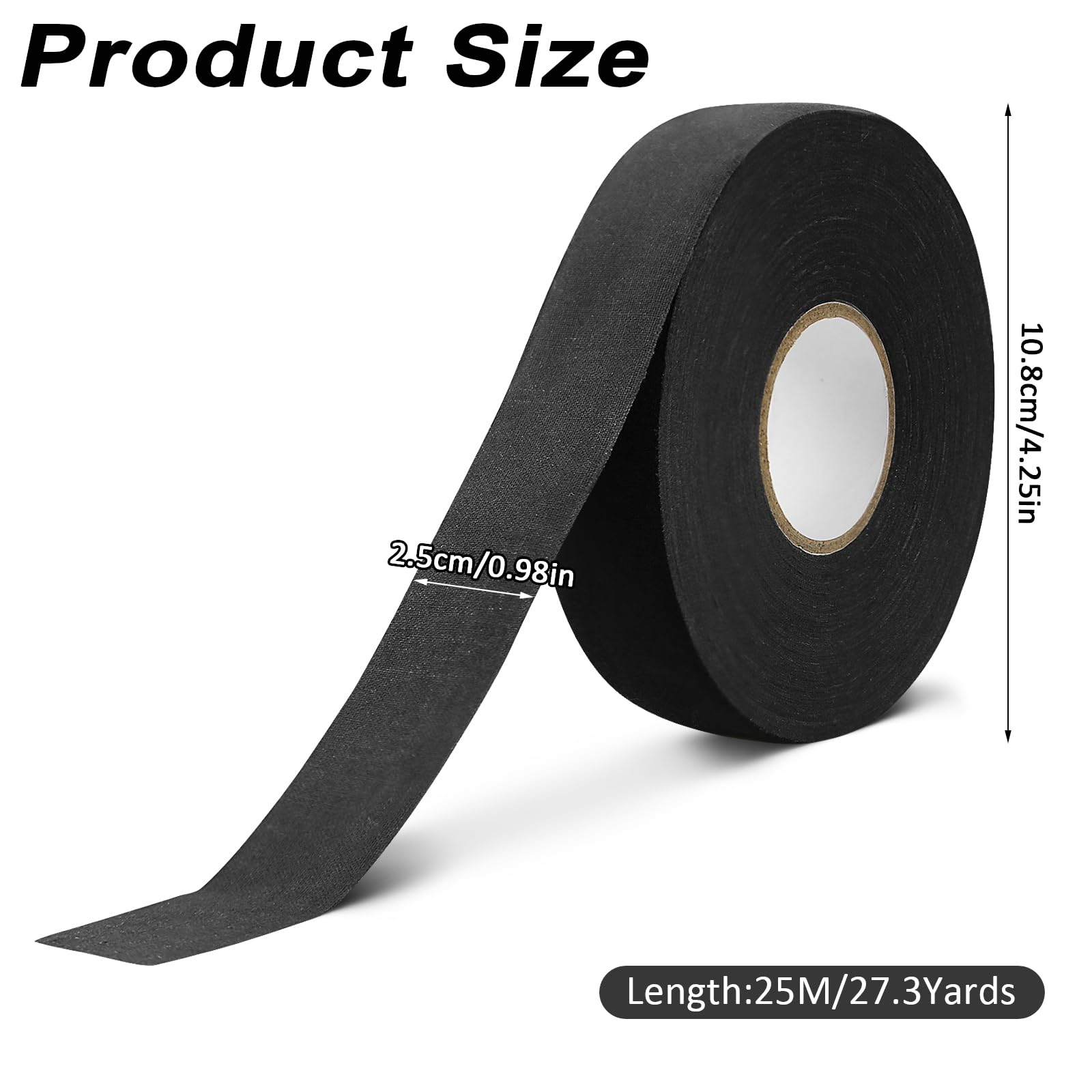 2 rotoli di nastro per hockey su ghiaccio, 25 m x 25 mm, nastro autoadesivo per impugnatura da badminton (nero)