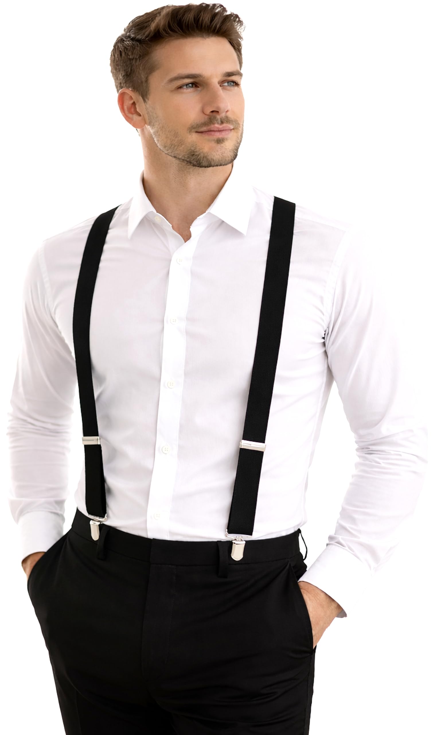 Sponsored Ad - Suspenders for Men - Adjustable Y Back Mens Suspenders with 3 Heavy Duty Strong Clips