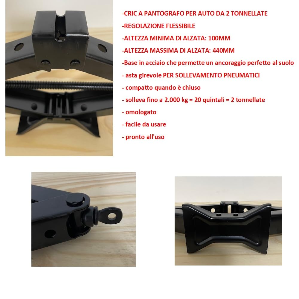 COMPATIBILE CON VOLVO V60 KIT CRIC EMERGENZA PER AUTO E VEICOLI CRICK 2T A PANTOGRAFO+CHIAVE A CROCE PER BULLONI+TRIANGOLO ROSSO FLUO