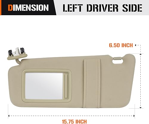 Miniatura 56 de Visera solar con luz para Toyota Camry 2007-2011 con techo solar, lado izquierdo del conductor gris parasol de repuesto 74320-06800-B0