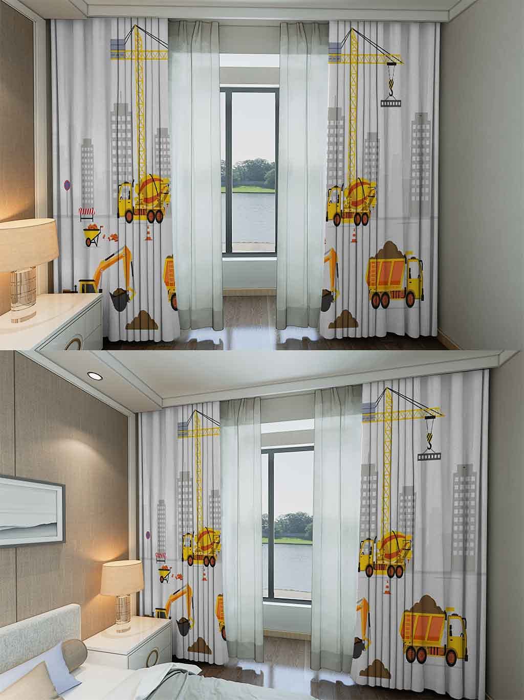 Tbrand Kinder Blickdichte Vorhänge Konstruktion Auto Druck Vorhänge Cartoon paw Patrol Fenstervorhang Dekorative Weiche Mikrofaser für Jungen Kinder 175x140cm